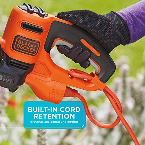 BLACK+DECKER Hedge Trimmer with Saw, 20-Inch, Corded (BEHTS300),Orange