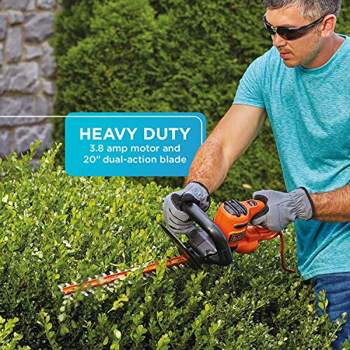 BLACK+DECKER Hedge Trimmer with Saw, 20-Inch, Corded (BEHTS300),Orange