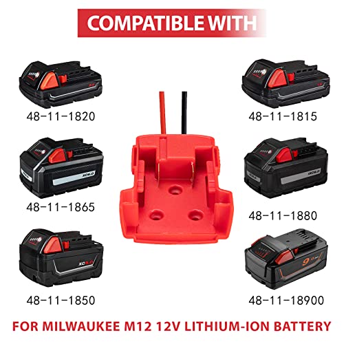 Anztek 2 Pack Power Wheels Adaptor for Milwaukee M18 18v Dock Power Connector 12 Gauge Robotics