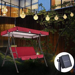 universal replacement canopy garden swing seat with string light, swing seat 2 or 3 seater great waterproof swing seat canopy for sun shade outdoor seat hammock,red-195 * 125 * 15cm