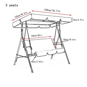 Universal Replacement Canopy Garden Swing Seat with String Light, Swing Seat 2 or 3 Seater Great Waterproof Swing Seat Canopy for Sun Shade Outdoor Seat Hammock,Red-195 * 125 * 15cm