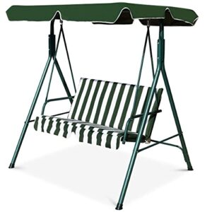 happygrill 2-person convertible canopy swing chair, hammock swing with comfortable cushion seats, weather resistant power coated steel frame