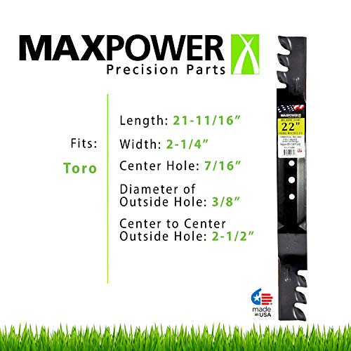 MaxPower 331376XB Commercial Mulching Mower Blade Replaces OEM no. 108-9764-03,131-4547-03, black