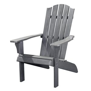 polyteak adirondack chair, all weather outdoor patio furniture for porches, decks, and pool side, element collection, grey