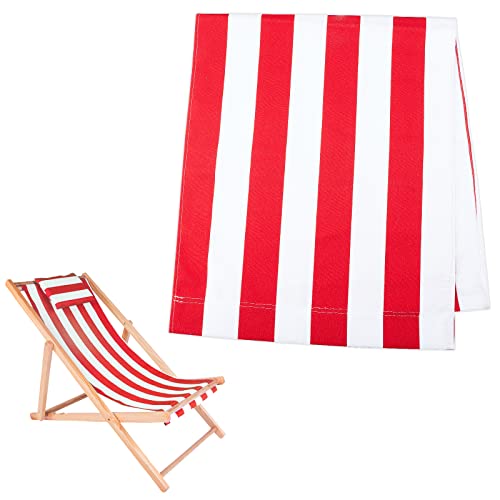 AHANDMAKER Beach Sling Chair Replacement Canvas, Red and White Stripes Casual Simple Sling Chair Replacement Fabric for Home Beach Chair Sling Chair (44.69x17.13inch)