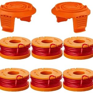 WA0010 Replacement Trimmer Line for Select Electric String Trimmers,Trimmer Spool Line for Worx,0.065 Edger Spool for Worx Trimmer Spools Weed Eater String,Weed Wacker Spool Parts 6Pcs