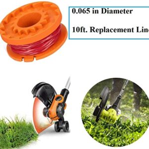 WA0010 Replacement Trimmer Line for Select Electric String Trimmers,Trimmer Spool Line for Worx,0.065 Edger Spool for Worx Trimmer Spools Weed Eater String,Weed Wacker Spool Parts 6Pcs