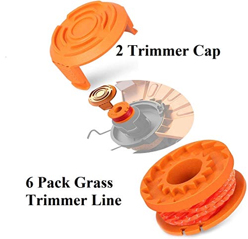 WA0010 Replacement Trimmer Line for Select Electric String Trimmers,Trimmer Spool Line for Worx,0.065 Edger Spool for Worx Trimmer Spools Weed Eater String,Weed Wacker Spool Parts 6Pcs
