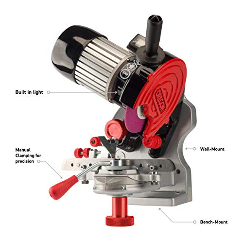 Oregon Professional Compact 120-Volt Bench Grinder, Universal Saw Chain Sharpener, for All Chainsaw Chains (410-120)