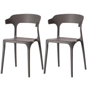 fabulaxe modern plastic outdoor dining chair with open u shaped back, grey set of 2