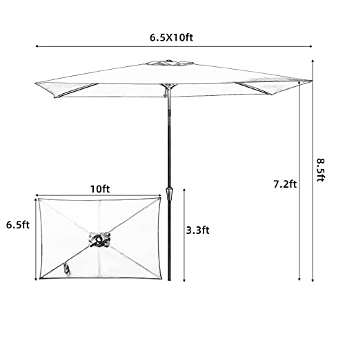 SMLIXE 6.5X10FT Rectangular Patio Umbrellas Outdoor Large Market Umbrella With Push Button Tilt and Crank Lift System 8 Sturdy Ribs UV Protection Waterproof Sunproof Red