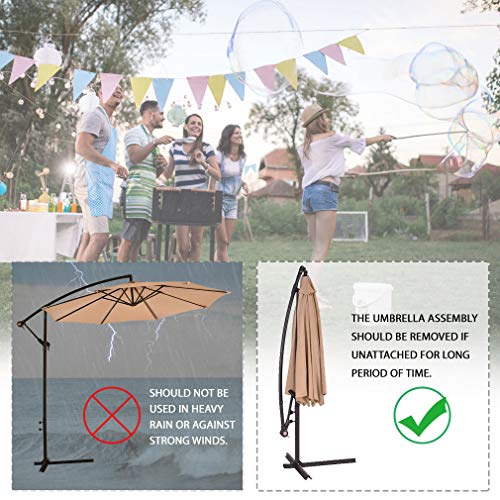 FDW Patio Umbrella Offset 10' Hanging Umbrella Outdoor Market Umbrella D10 Tan