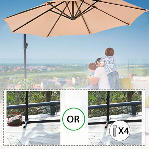 FDW Patio Umbrella Offset 10' Hanging Umbrella Outdoor Market Umbrella D10 Tan