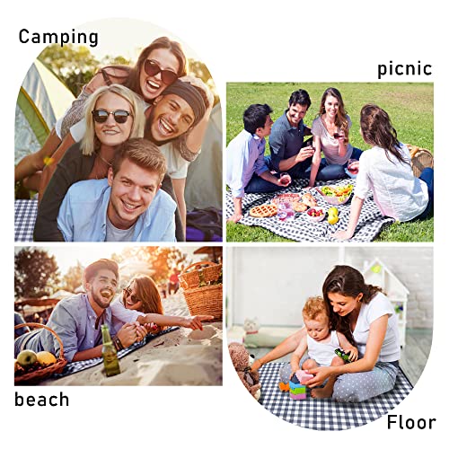 Picnic Blankets Waterproof Foldable, Large Outdoor blanket for Grass, Beach Blanket Waterproof Sandproof, Picnic Mat Washable Lightweight Portable for Camping 60"×80" (Navy Blue, 2 Layers, 1 Pack)