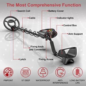 Metal Detector for Adults, High Accuracy Professional Adjustable Waterproof, 5 Detection Modes, 8" Lightweight Upgrade Metal Detector for Treasure Hunting