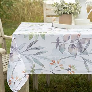 benson mills indoor-outdoor spillproof fabric tablecloth for spring/summer/party/picnic (60″ x 84″ rectangular, botanica)