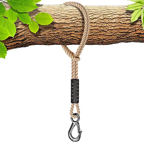 BeneLabel Tree Swing Rope, 39 inch, Hammock Tree Swing Hanging Strap, Heavy Duty Hook, for Indoor Outdoor Swing Hammock Playground Set Accessories, 1 Pcs, Off-White