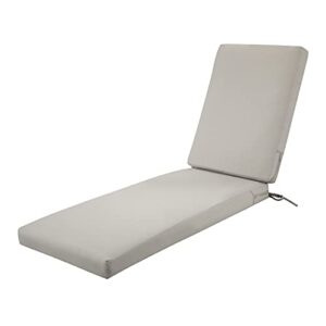 classic accessories ravenna water-resistant 72 x 21 x 3 inch patio chaise lounge cushion, mushroom, patio cushion