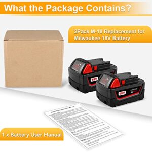 LUMSING 2Pack M 18 18V 6.0Ah Replacement for Milwaukee 18Volt Battery Lithium Power Tools 48-11-1810 48-11-1820 48-11-1850 48-11-1828 48-11-1860