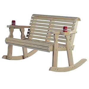 amish casual heavy duty 800 lb roll back pressure treated double rocker with cupholders (unfinished)