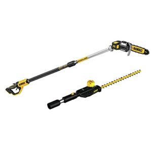 dewalt 20v max* pole saw and hedge trimmer attachment, 15-foot reach, brushless, tool-only (dcps620b & dcph820bh)