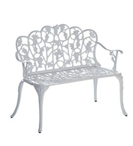 plow & hearth weatherproof grapevine outdoor bench | holds up to 300 lbs | garden patio porch park deck | metal | white
