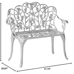 Plow & Hearth Weatherproof Grapevine Outdoor Bench | Holds Up to 300 lbs | Garden Patio Porch Park Deck | Metal | White