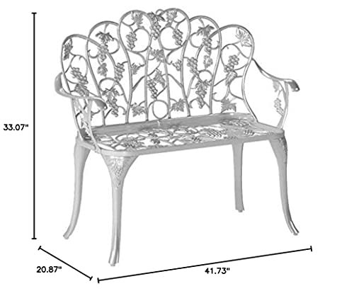 Plow & Hearth Weatherproof Grapevine Outdoor Bench | Holds Up to 300 lbs | Garden Patio Porch Park Deck | Metal | White