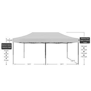 AMERICAN PHOENIX 10x20 Canopy Tent Pop Up Portable Instant Commercial Heavy Duty Outdoor Market Shelter (10'x20' (Black Frame), White)