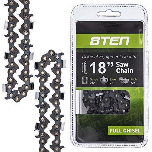 8TEN Chainsaw Chain for Husqvarna 345 351 350 340 353 455 Rancher Jonsered 18 inch Bar .050 Gauge .325 Pitch 72DL (1 Chain)