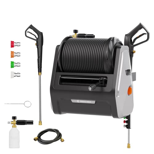 Giraffe Tools Grandfalls Pressure Washer, Wall Mounted Pressure Washer Electric, Power Washer Wall Mount with Reel, Pressure Washer Reel for Outdoor Cleaning