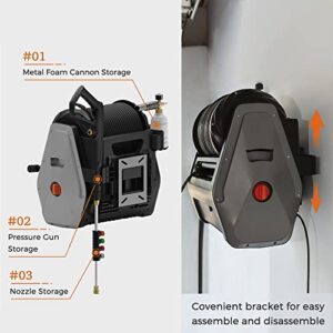 Giraffe Tools Grandfalls Pressure Washer, Wall Mounted Pressure Washer Electric, Power Washer Wall Mount with Reel, Pressure Washer Reel for Outdoor Cleaning