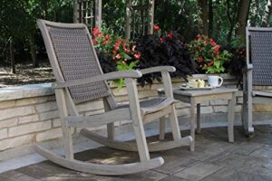 outdoor interiors gw21095 grey wash eucalyptus & driftwood wicker rocking chair