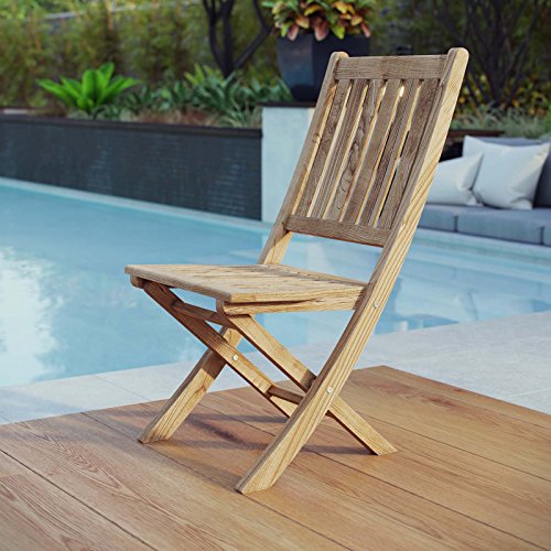 Modway EEI-2702-NAT Marina Premium Grade A Teak Wood Outdoor Patio Folding Chair, Natural