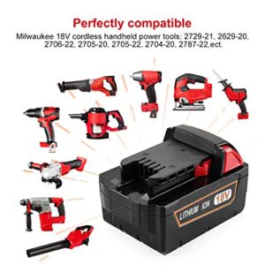 2Pack 6500mAh 48-59-1850 Replacement 18V Milwaukee M18 Battery 18Volt XC M18 48-11-1815 48-11-1820 48-11-1850 48-11-1860 Batteries with 48-59-1812 M12/M18 Milwaukee Battery Charger kit 48-11-2420