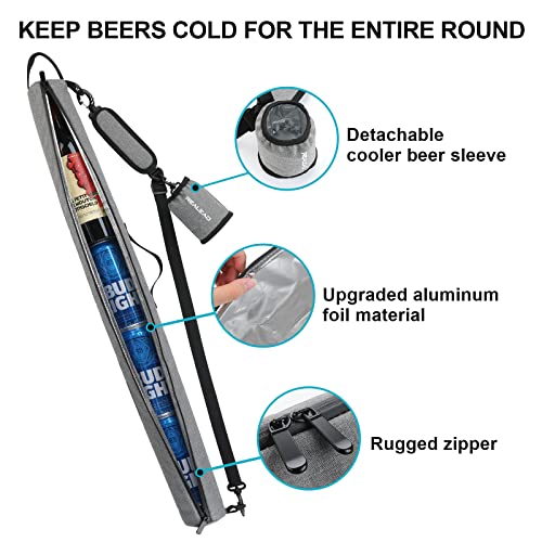 REALEAD Beer Sleeve for Golf Bag,7 Cans Insulated Beer Sleeve Cooler Discreetly in Your Golf Bag,Keeps Canned Beverages Ice Cold On Your Golf Course,Golf Accessories for Men Women(Gray)