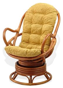lounge swivel rocking rattan wicker java chair handmade w/light brown cushion,colonial color