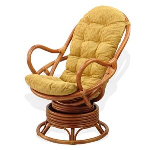 Lounge Swivel Rocking Rattan Wicker Java Chair Handmade w/Light Brown Cushion,Colonial Color