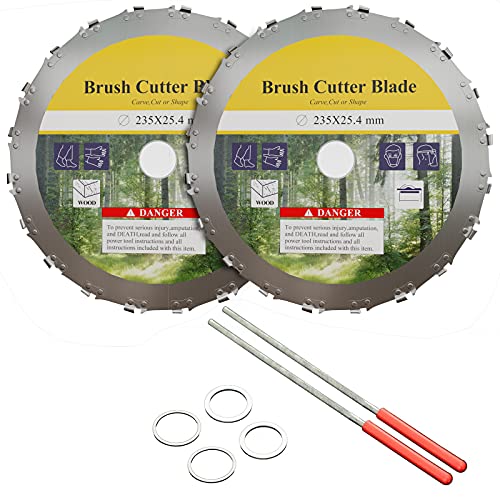 Brush Cutter Blades 9" x 20 Tooth，2 Pcs Chainsaw Weed Eater Saw Blades with 2 Round Files and 4 Washers for Brush Cutters, String Trimmers and Weed Wacker