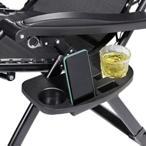 PATIKIL Adjustable Zero Gravity Tray, Small Size Water Cup Holder Trays Lounge Chair Accessory for Outdoor Camping, Black