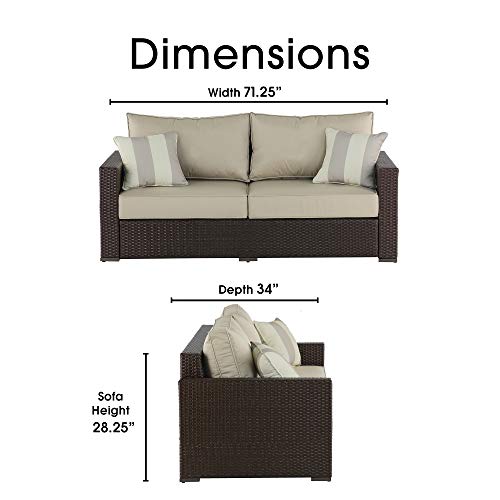 Serta Laguna Resin Outdoor Patio Furniture Collection, Sofa, Brown Wicker