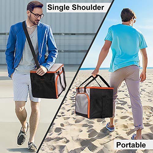 45-Can Insulated Cooler Bag Leakproof Soft Sided Cooler Bag Collapsible Portable Cooler for Lunch Picnic Camping Hiking Beach BBQ Party