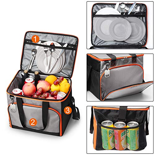 45-Can Insulated Cooler Bag Leakproof Soft Sided Cooler Bag Collapsible Portable Cooler for Lunch Picnic Camping Hiking Beach BBQ Party