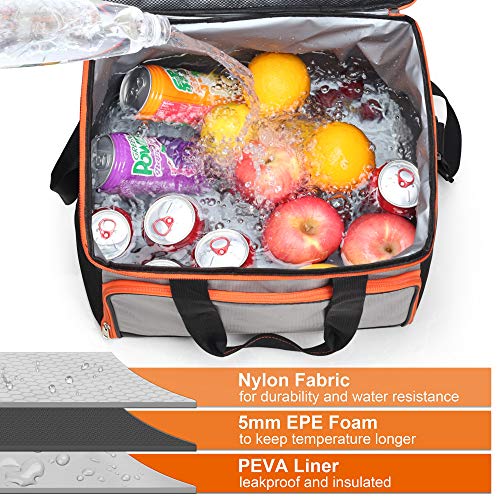 45-Can Insulated Cooler Bag Leakproof Soft Sided Cooler Bag Collapsible Portable Cooler for Lunch Picnic Camping Hiking Beach BBQ Party