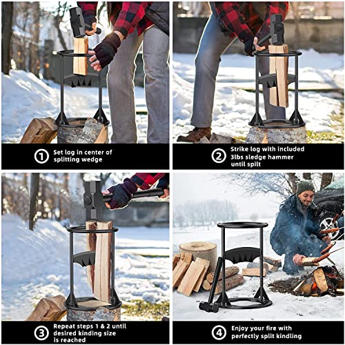 CRACCKER Log Splitter Kindling Wood Splitter, Kindling Firewood Splitter, Manual Log Splitter Wedge Kindling Splitter Cracker for Wood, Heavy Duty Firewood Cutter