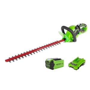 greenworks 40v 24″ cordless hedge trimmer, 2.0ah battery and charger included