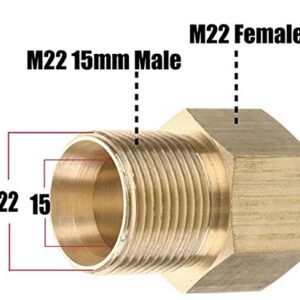 LOVHO Pressure Washer Coupler Adapter, M22 15mm Male to M22 14mm Female Thread Fitting, 4500 PSI