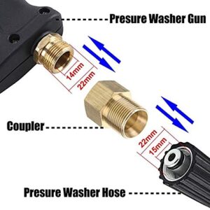 LOVHO Pressure Washer Coupler Adapter, M22 15mm Male to M22 14mm Female Thread Fitting, 4500 PSI