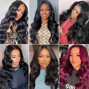 Qangelabeauty 32 Inch Lace Front Wigs Human Hair Body Wave 4x4 HD Lace Front Wigs for Black Women with Baby Hair 180% Density Glueless Wigs Human Hair Pre Plucked with Baby Hair Natural Color
