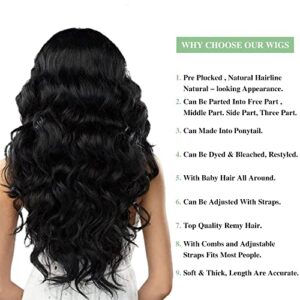 Qangelabeauty 32 Inch Lace Front Wigs Human Hair Body Wave 4x4 HD Lace Front Wigs for Black Women with Baby Hair 180% Density Glueless Wigs Human Hair Pre Plucked with Baby Hair Natural Color